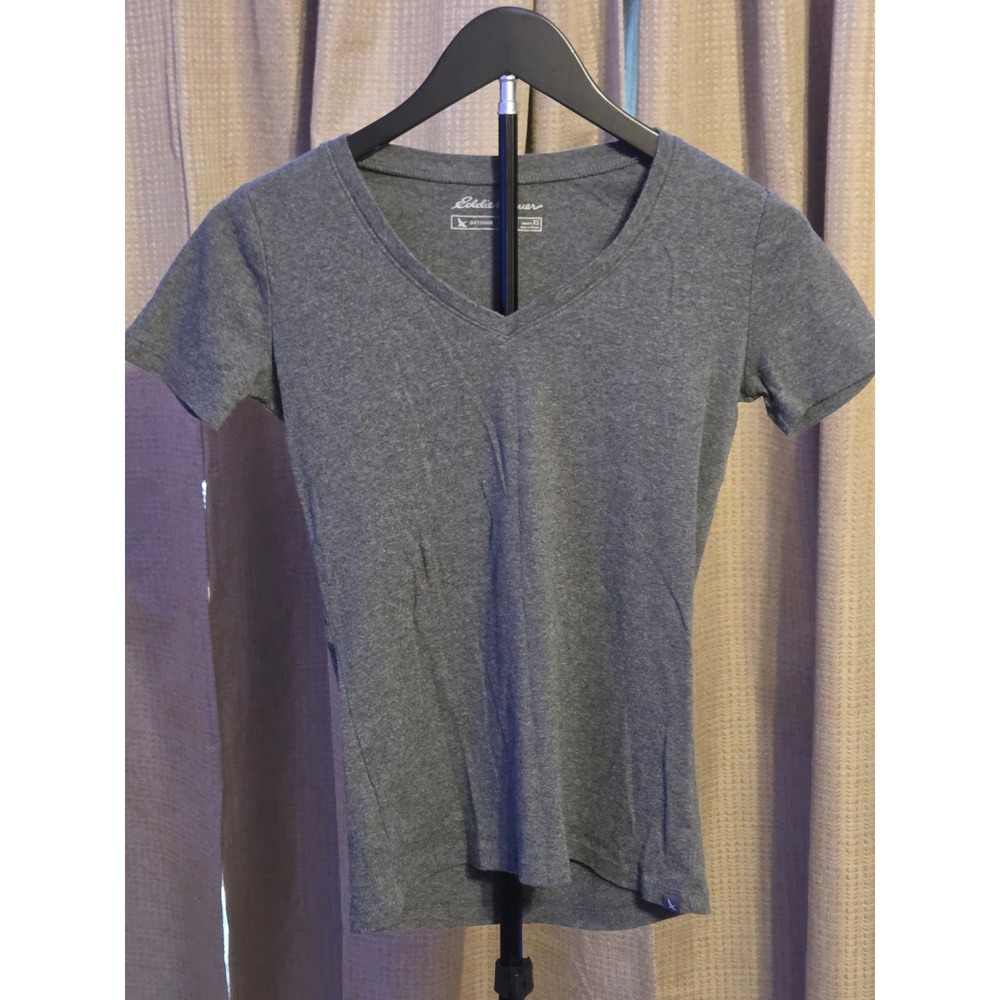 Eddie Bauer V-Neck Short Sleeve‎ T-Shirt Women's Size XS Gray